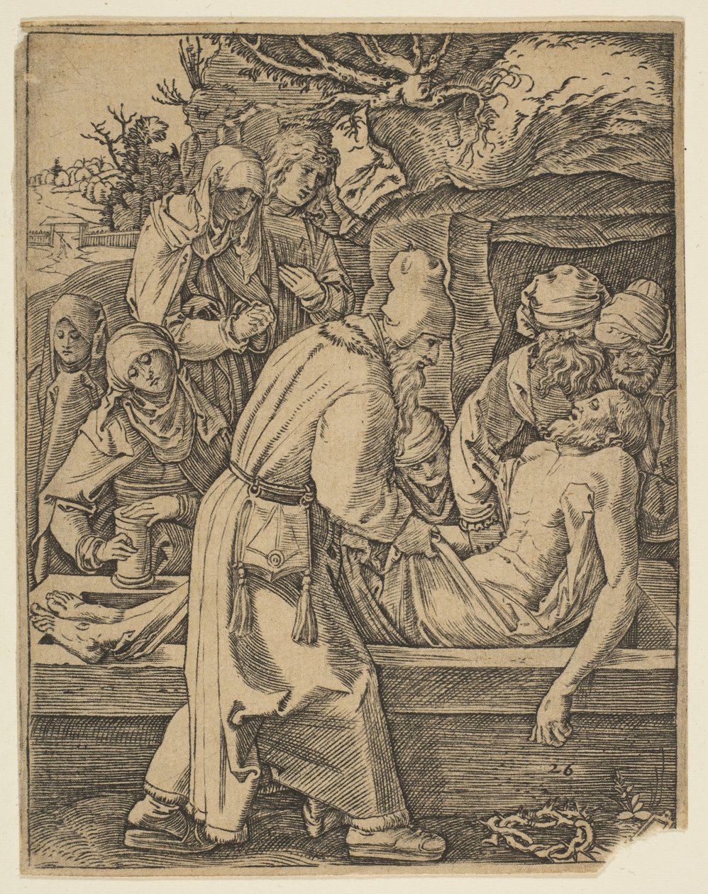 The Deposition, fra The Small Passion copy.n.d. av Marcantonio Raimondi