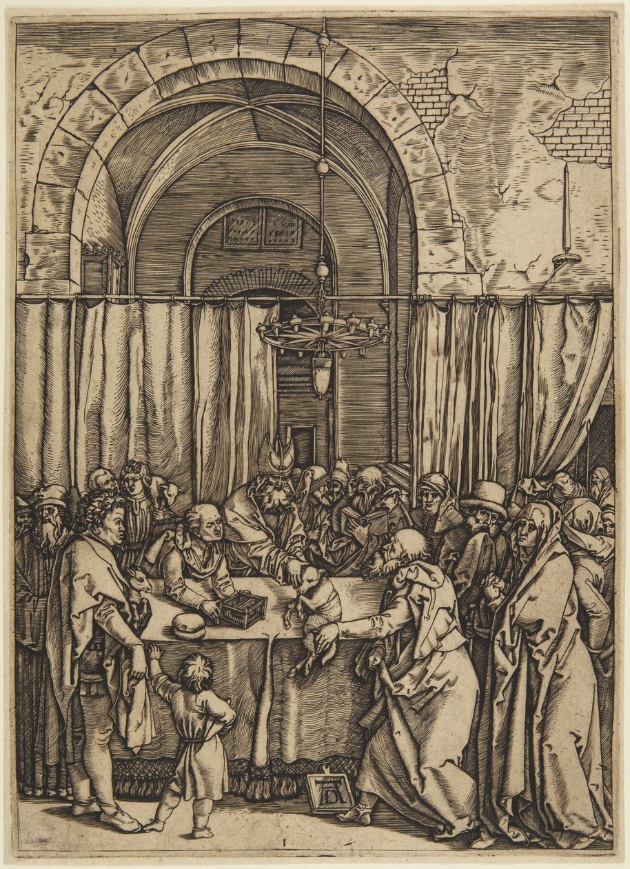 Ypperstepresten avviser Joakim, tavle 1 fra Jomfru Marias liv av Marcantonio Raimondi