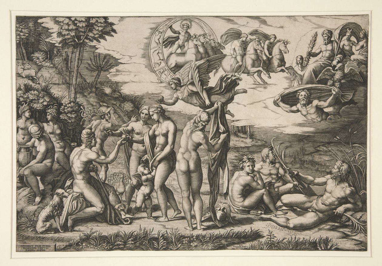 The Judgment of Paris, etter Raphael, ca. 1510-20 av Marcantonio Raimondi