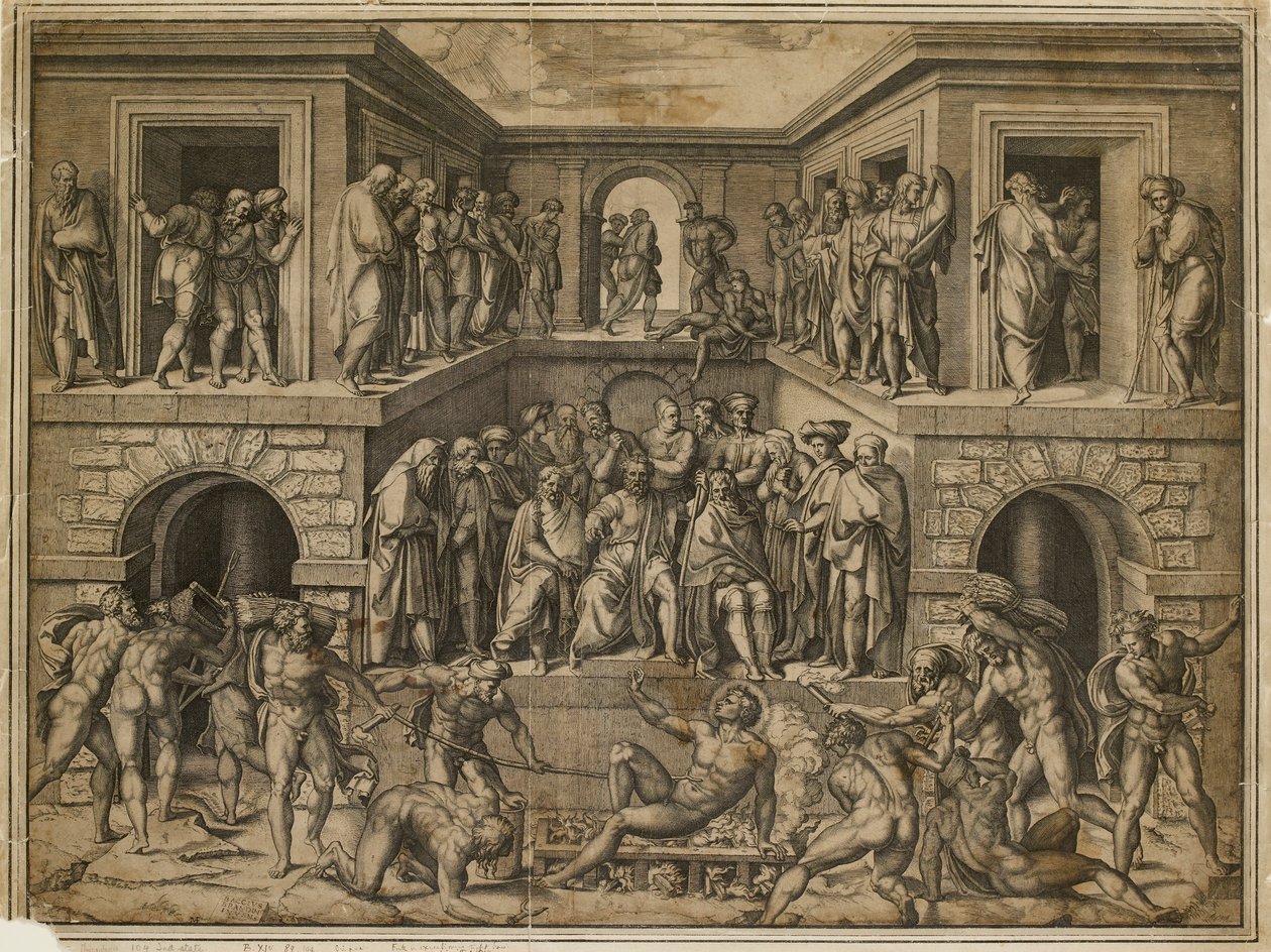 The Martyrdom of St Lawrence, c1525 av Marcantonio Raimondi