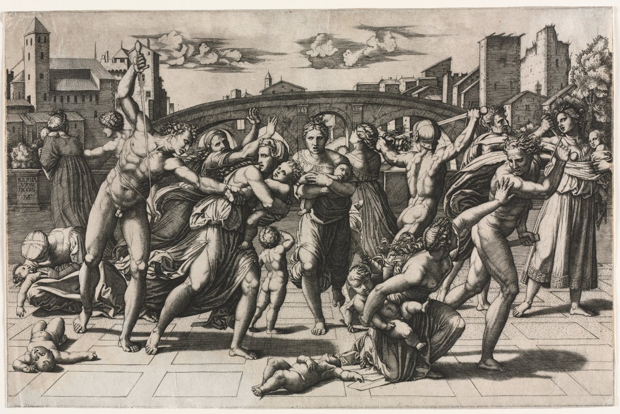 Massakren på de uskyldige (uten grantreet) av Marcantonio Raimondi