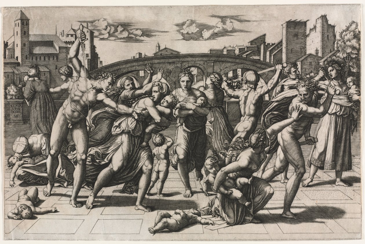 Massakren på de uskyldige uten grantreet, ca. 1513-1515. av Marcantonio Raimondi
