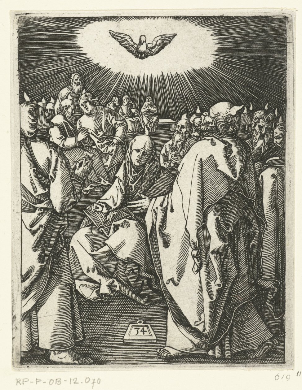 Den Hellige Ånds utgytelse Passion of Christ (serietittel) av Marcantonio Raimondi
