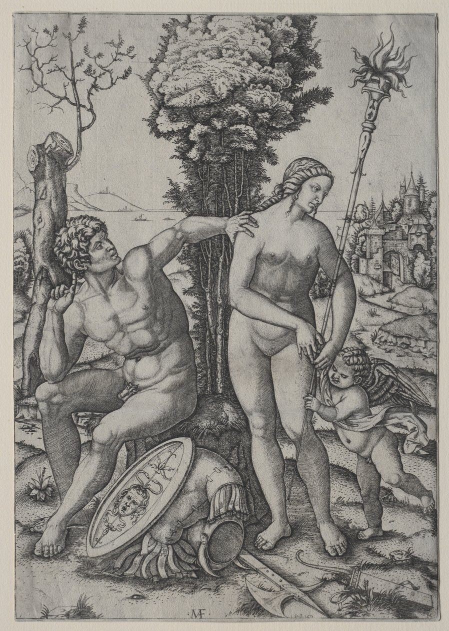 Venus, Mars og Amor av Marcantonio Raimondi