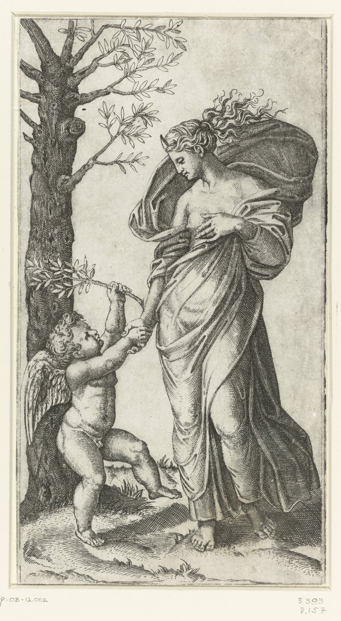 Forsoning av Minerva og Amor av Marcantonio Raimondi