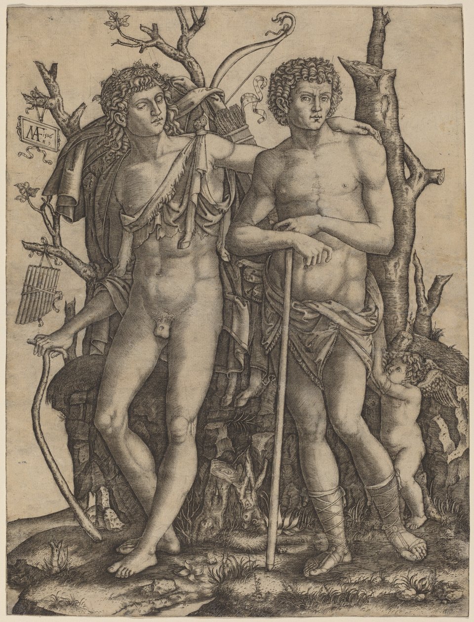 Apollo og Hyacinthus av Marcantonio Raimondi after Francesco Francia