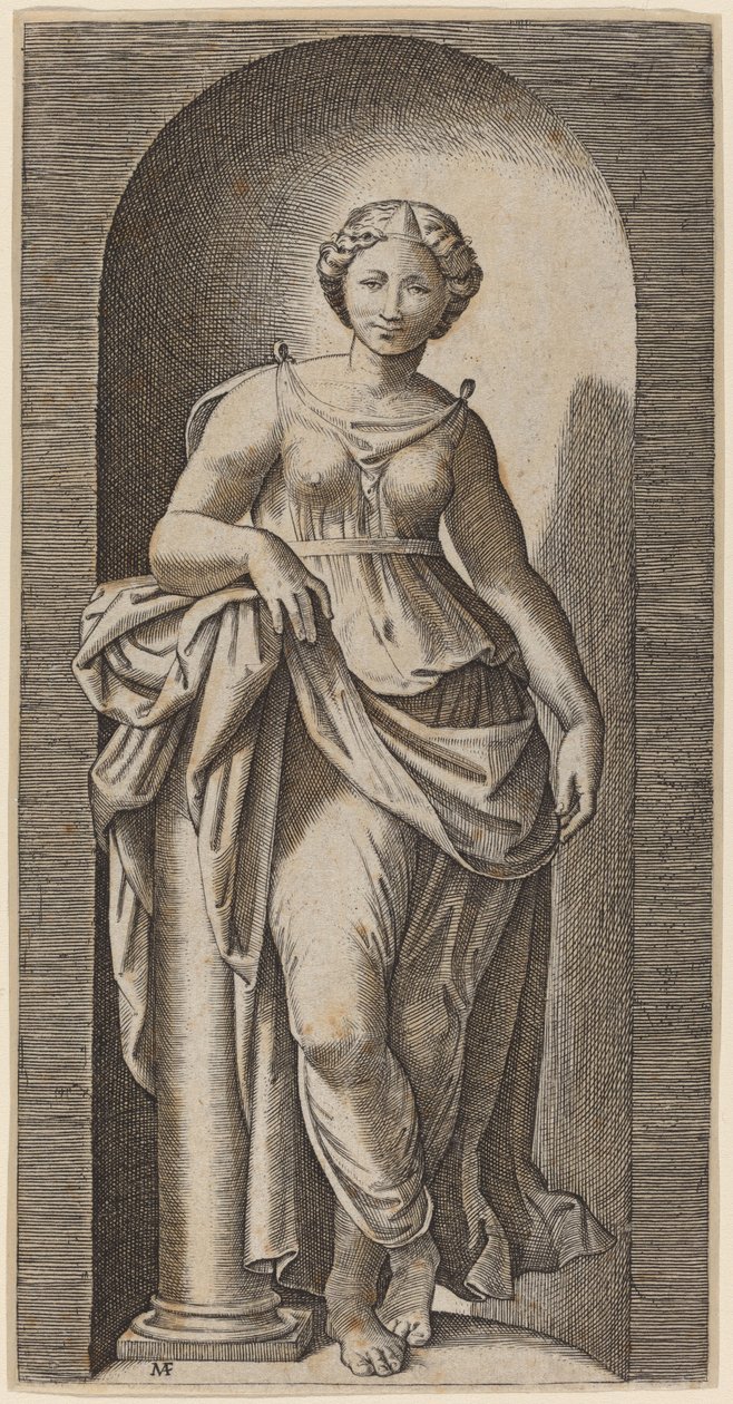 Motstand av Marcantonio Raimondi after Raphael