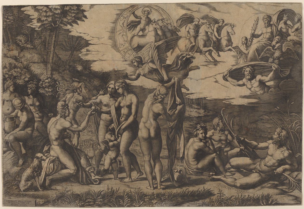 Paris-dommen av Marcantonio Raimondi after Raphael
