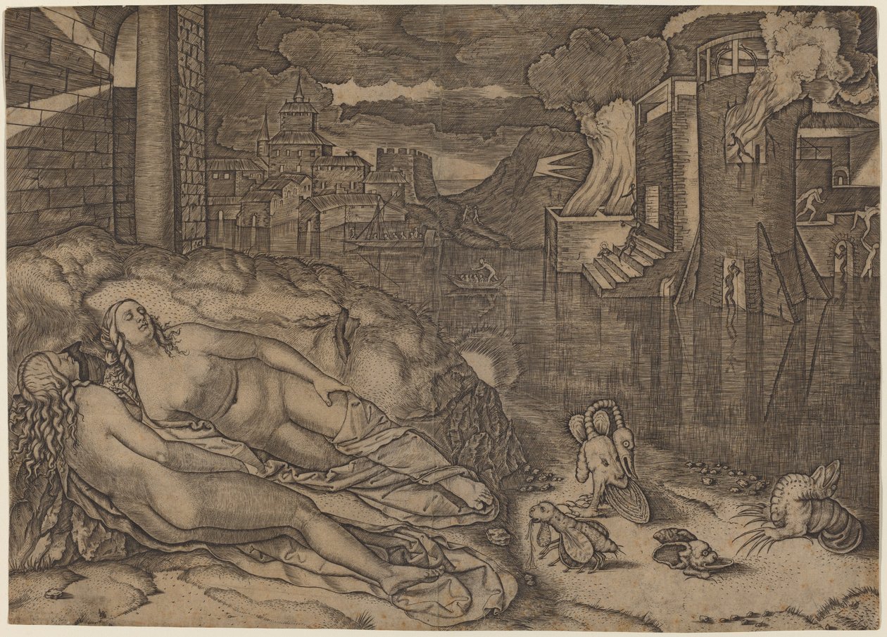 Rafaels drøm av Marcantonio Raimondi possibly after Raphael