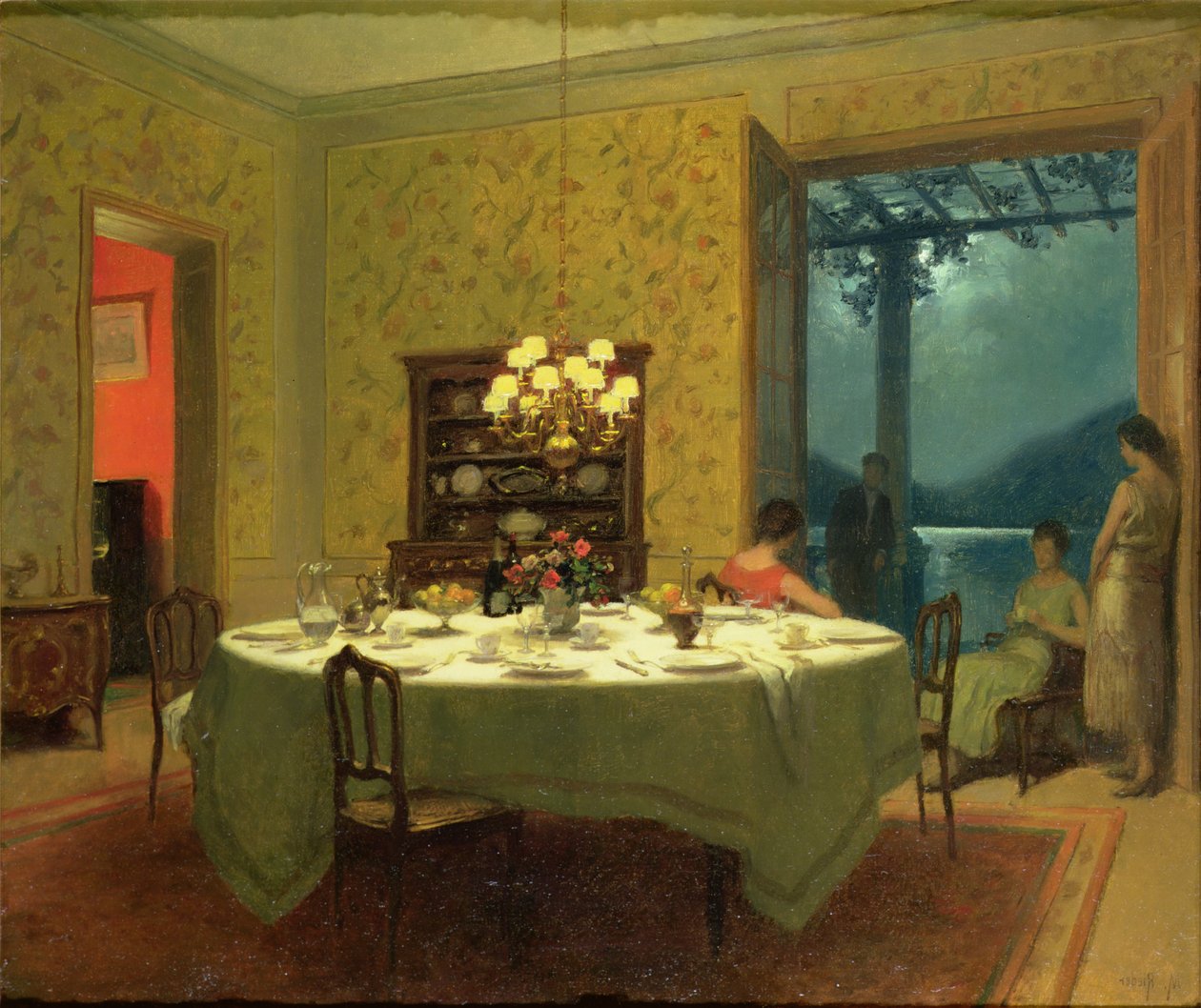 Interiør med tebord av Marcel Rieder