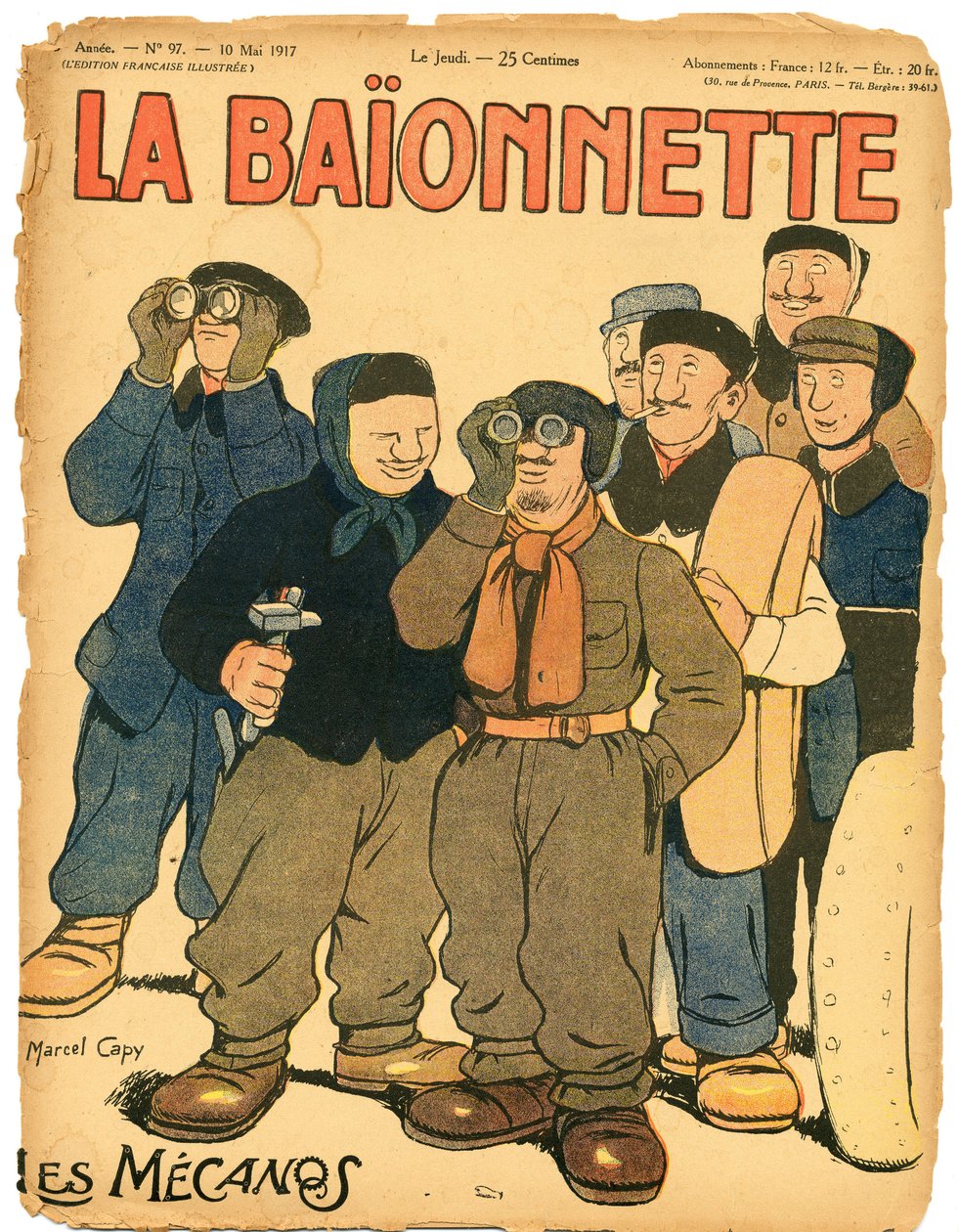 Cover av "" La Baionnette "", Satirical in Colors av Marcel Amable O.L. Capy