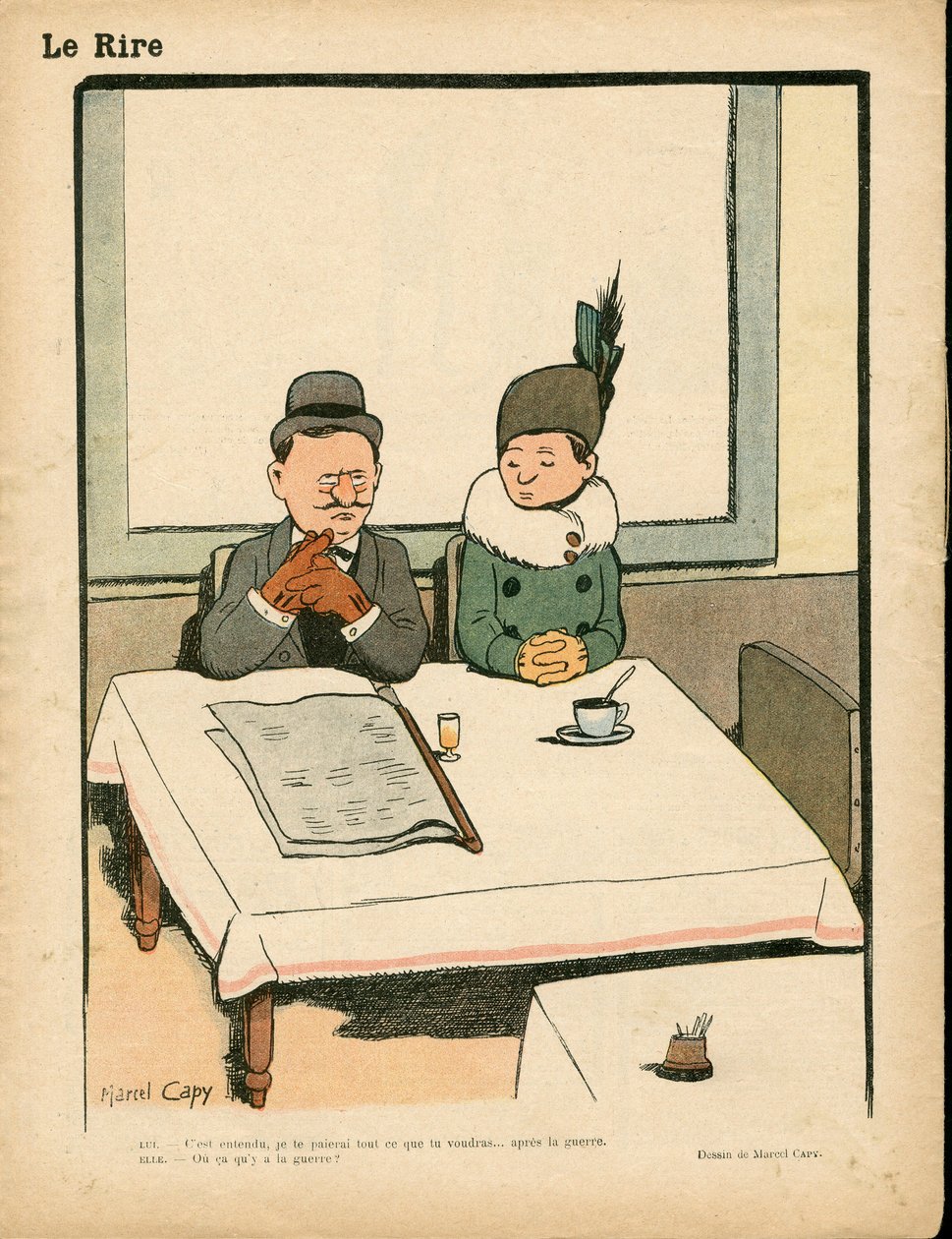 Rød latter, satirisk i farger av Marcel Amable O.L. Capy