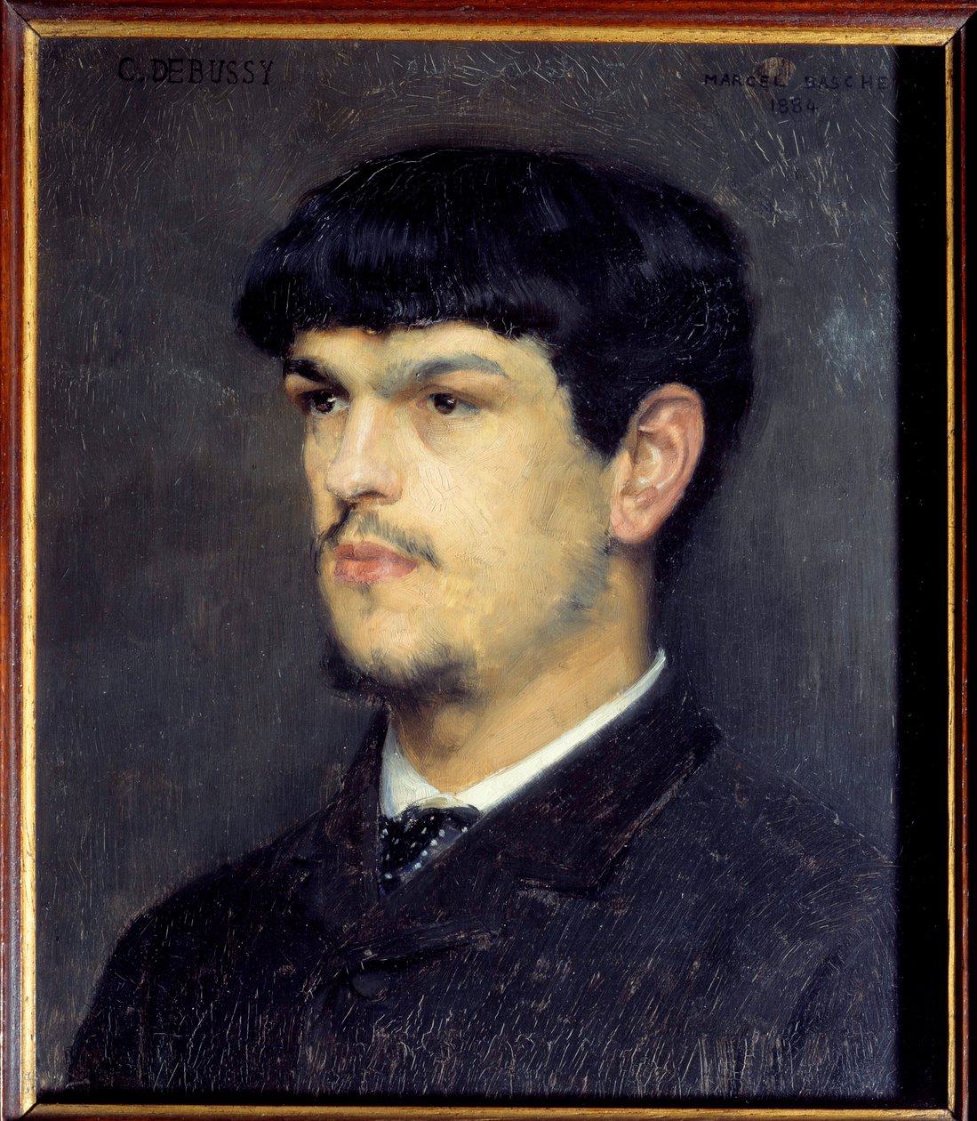 Portrett av den franske komponisten Claude Debussy (1862-1918) Maleri med svart stein og pastell av Marcel Andre Baschet (1862-1941) 1884 Dim 0,24 x 0,21 m Paris, musee d