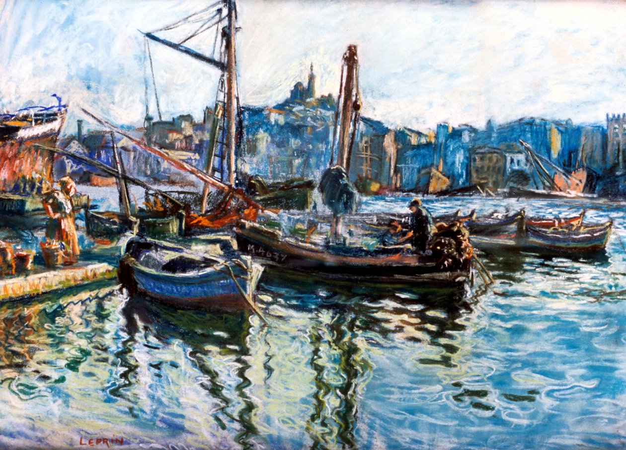 Havnen i Marseille, c1920 av Marcel Leprin