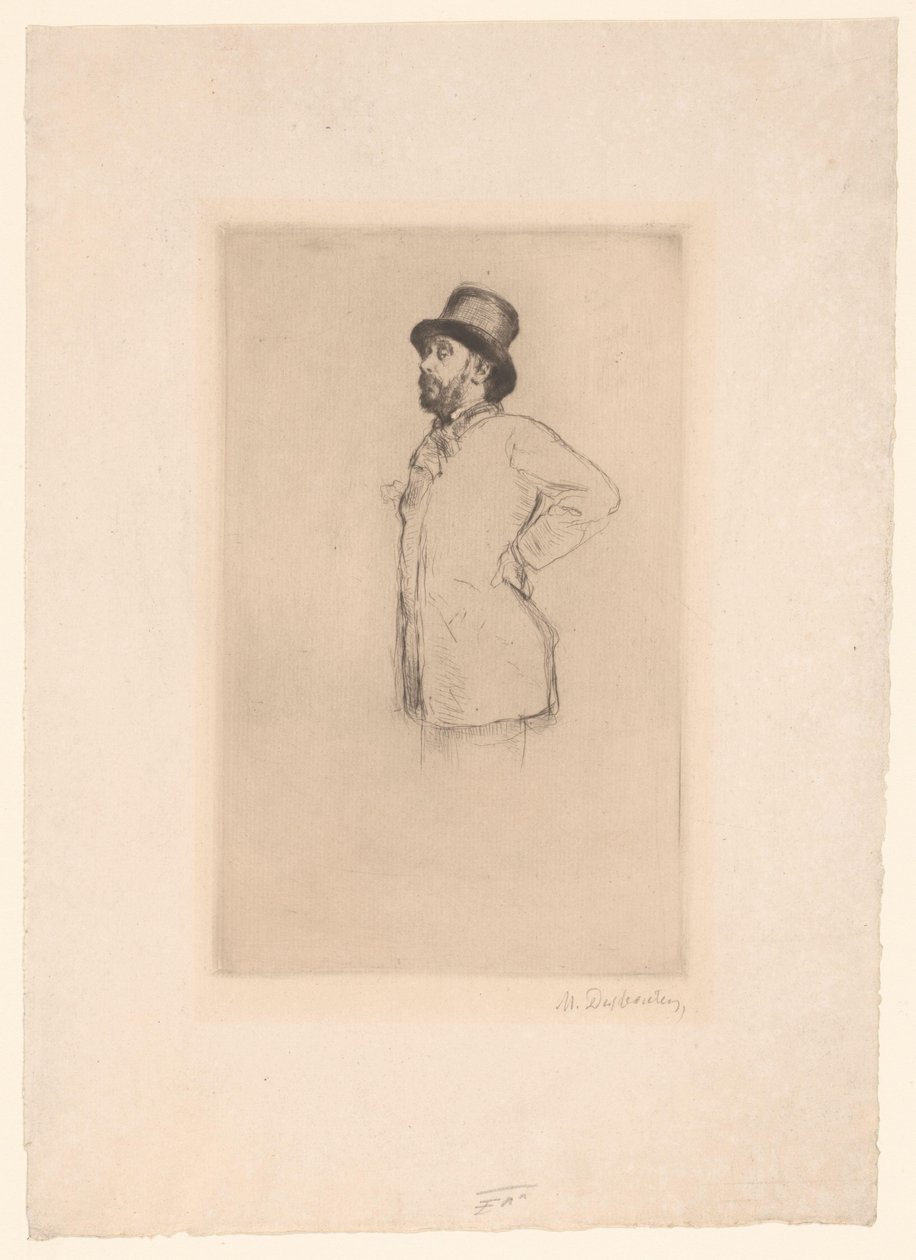 Portret van Edgar Degas av Marcellin Gilbert Desboutin (signed by artist)