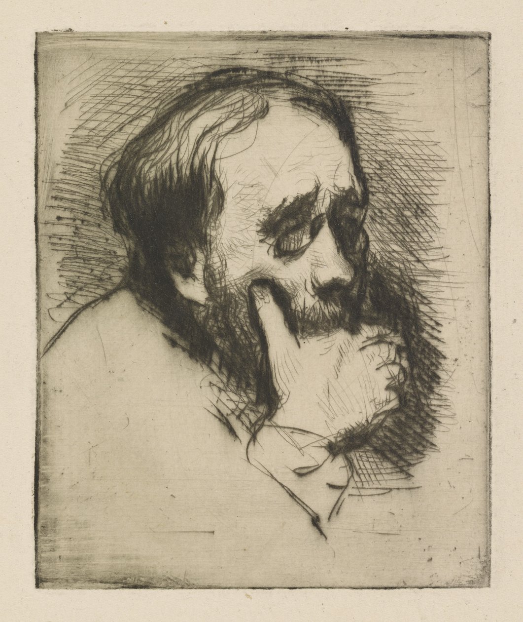 Portrett av Edgar Degas, 1875 (tørrpunkt) av Marcellin Gilbert Desboutin