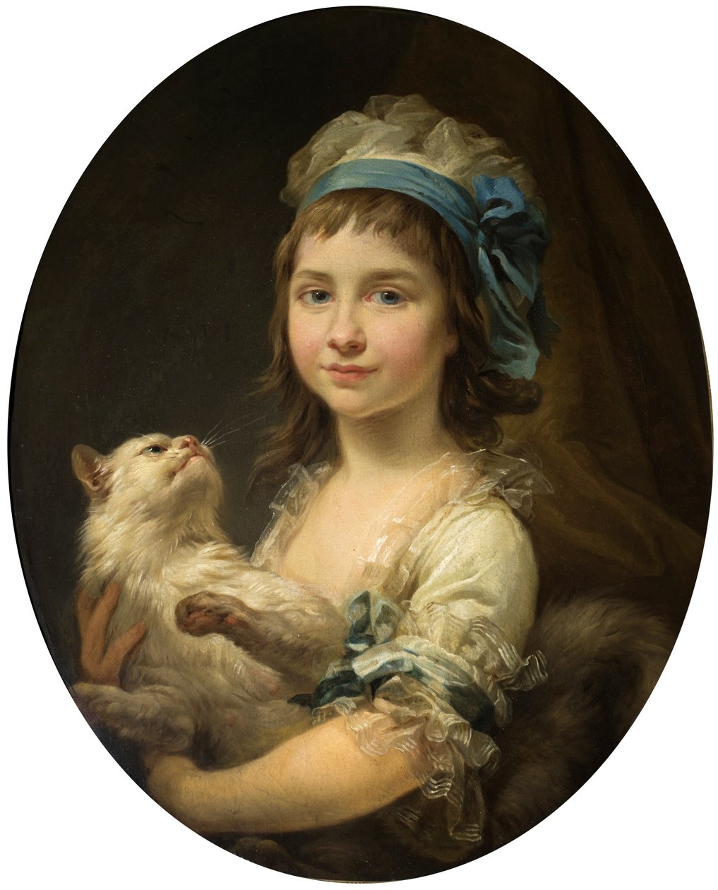 Portrett av Julia Duhamel med en katt av Marcello Bacciarelli