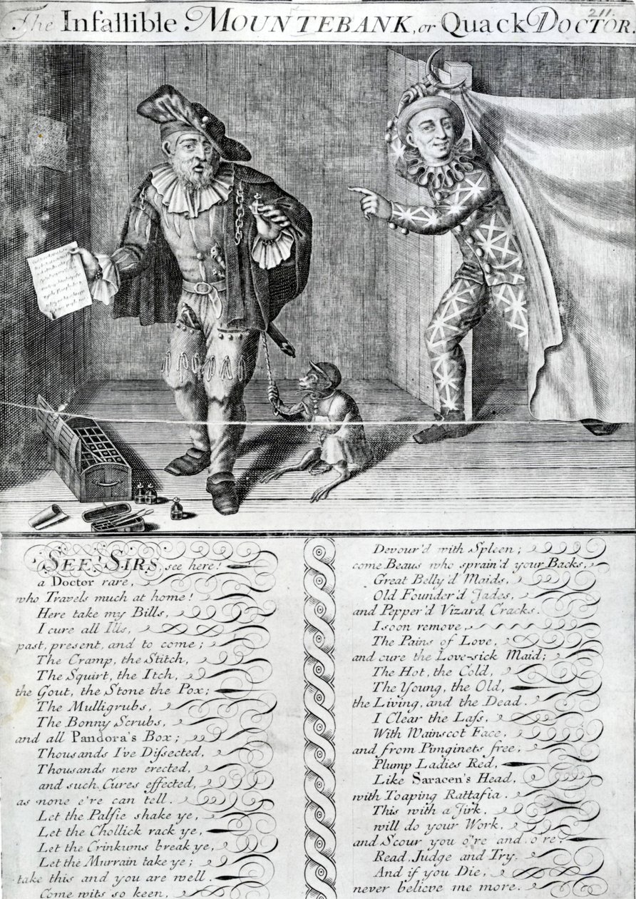 The Infallible Mountebank eller Quack Doctor, 1688-1705 av Marcellus the Elder Laroon