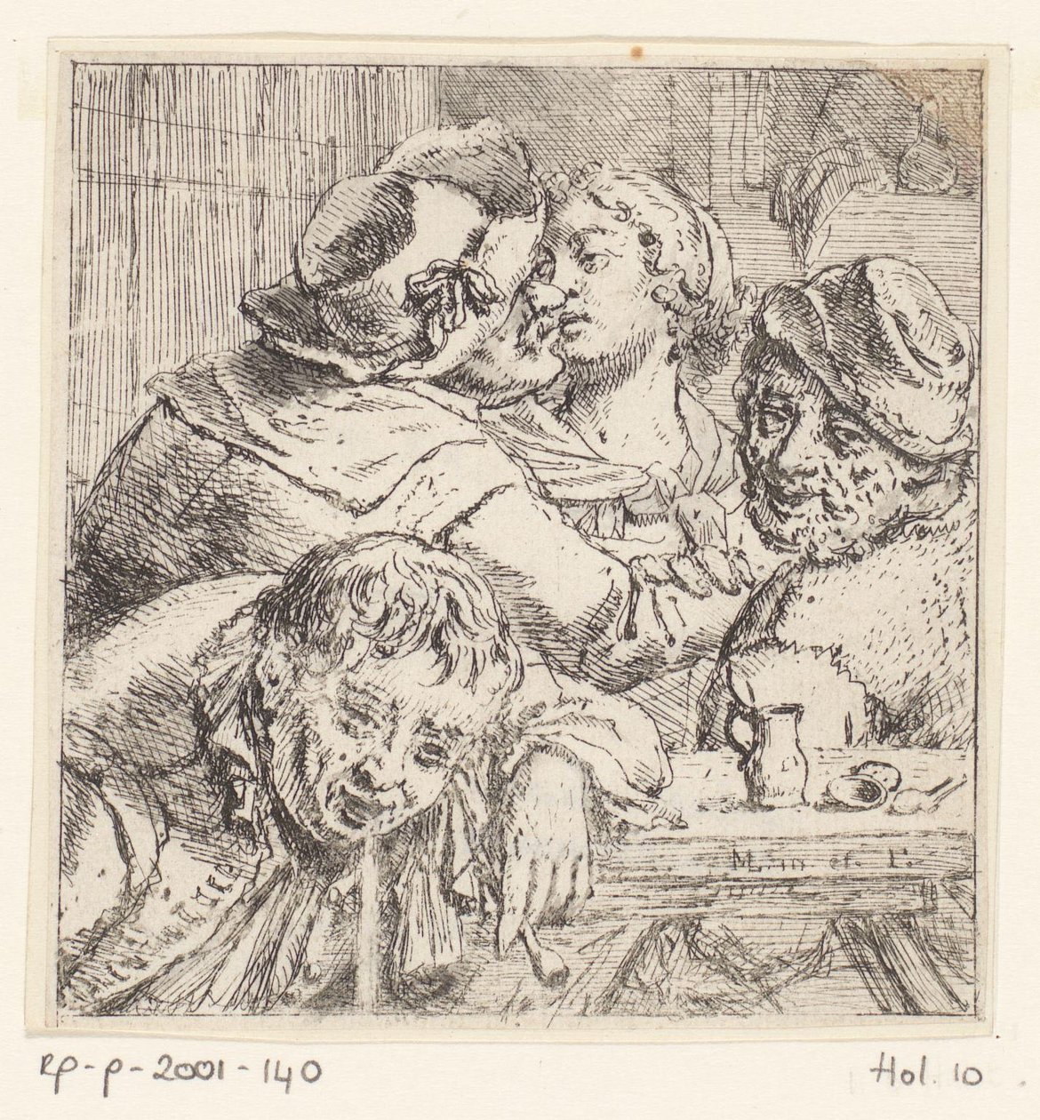 Fire figurer i et vertshusinteriør av Marcellus Laroon