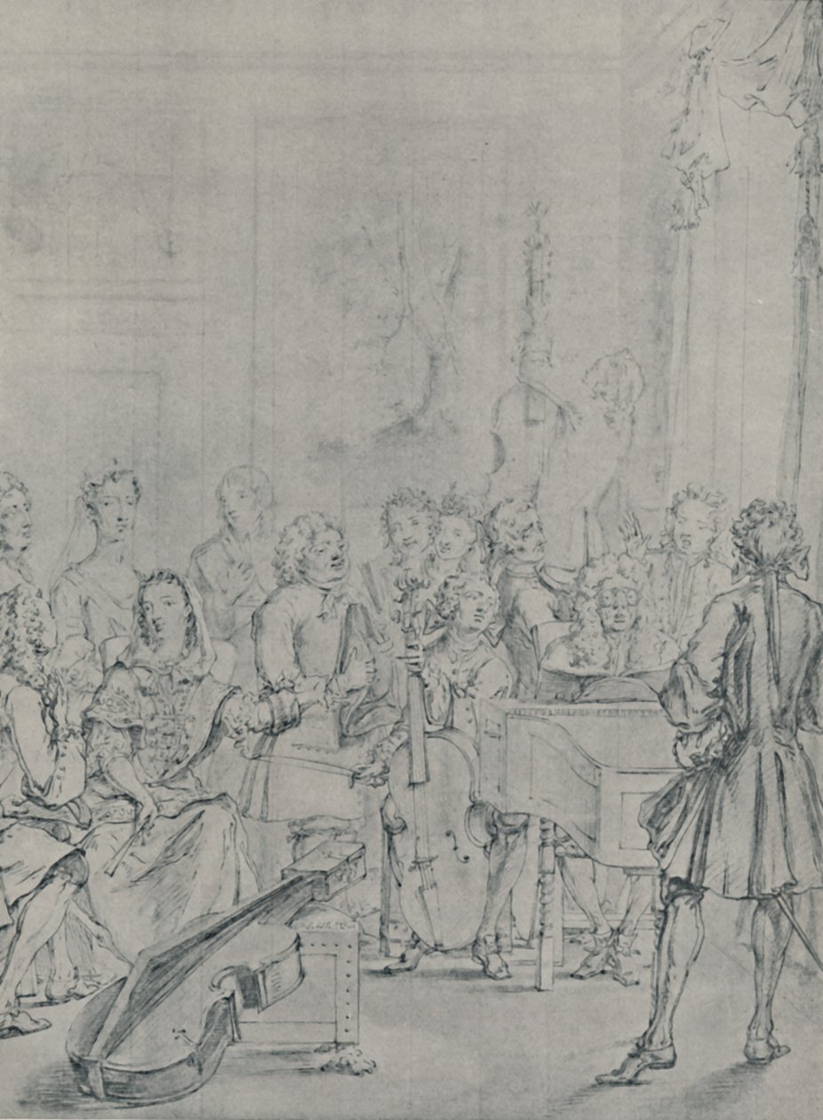 En konsert i et adelshus, 1736, 1920 av Marcellus Laroon the Younger