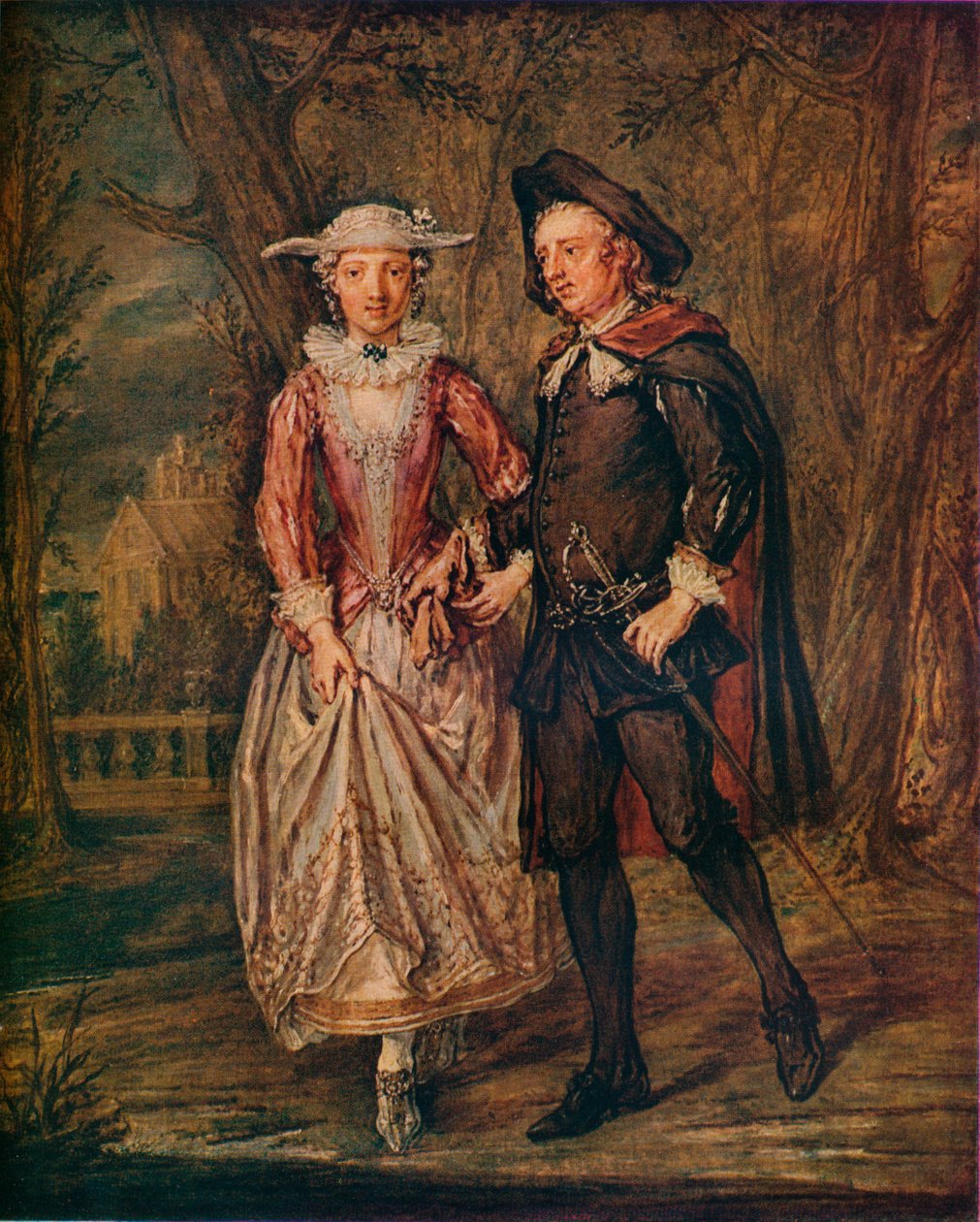 Lovers in a Park, 1745 1931 av Marcellus Laroon the Younger