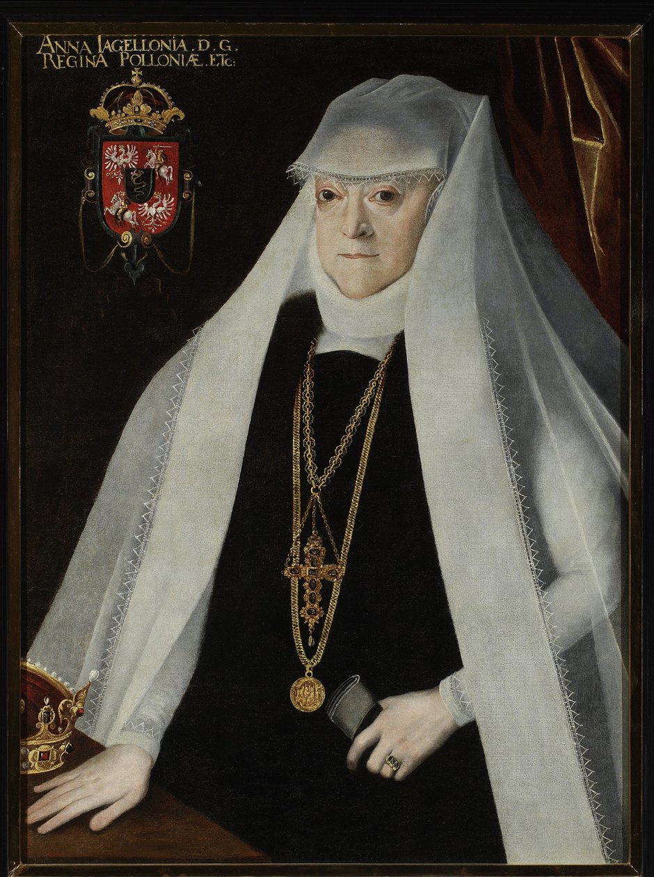 Anna Jagiellon, dronning av Polen - Portrett av Anna Jagiellon (1523-1596), dronning av Polen, av Kober, Martin (1550-1609). Olje på lerret, før 1596. Narodowe-museet, Warszawa av Marcin Kober