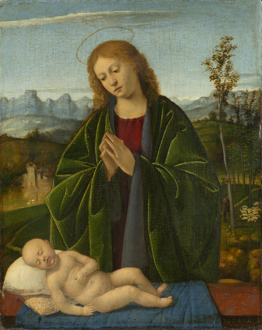 Madonna tilbeder barnet, ca. 1520 av Marco Basaiti