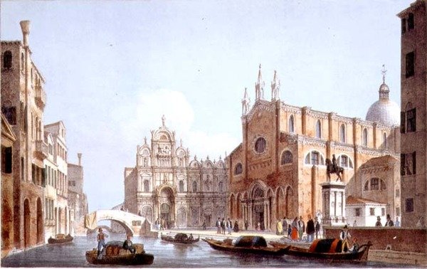 SS-kirken. Giovanni og Paolo og S. Marco, Venezia, gravert av Brizeghel (litho) av Marco (after) Moro