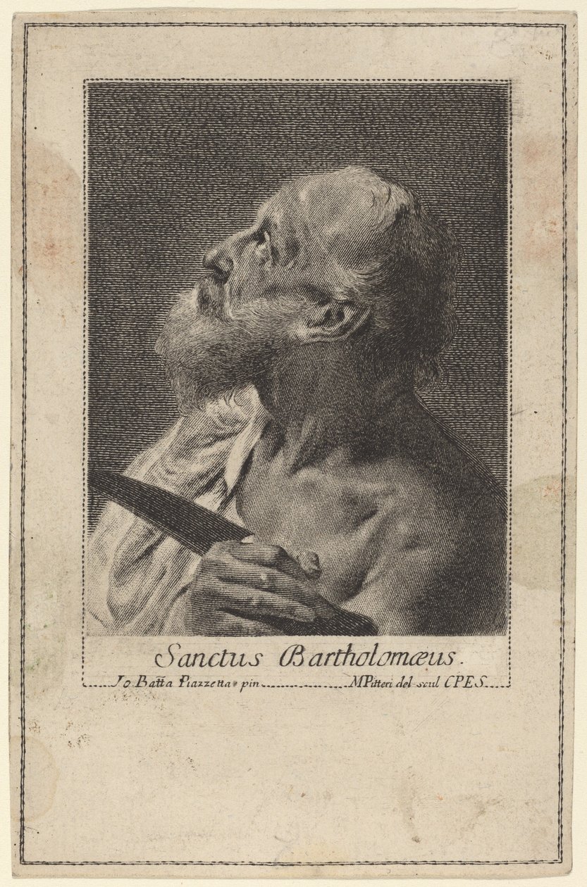 Saint Bartolomeus av Marco Alvise Pitteri after Giovanni Battista Piazzetta
