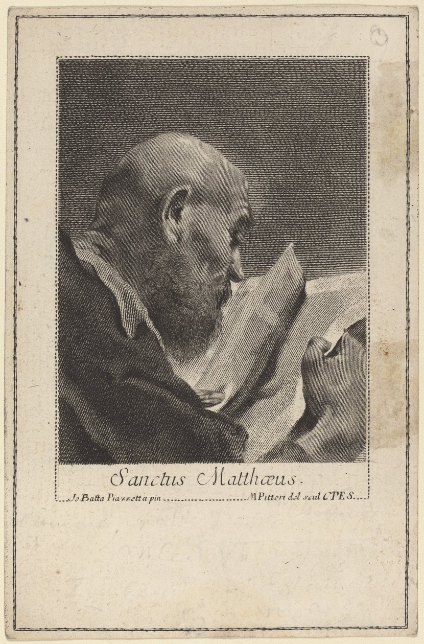 Saint Matteus av Marco Alvise Pitteri after Giovanni Battista Piazzetta