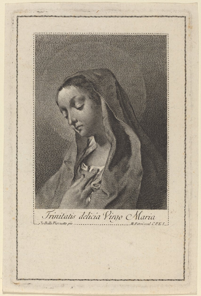 Den søte Jomfru Maria av Treenigheten av Marco Alvise Pitteri after Giovanni Battista Piazzetta