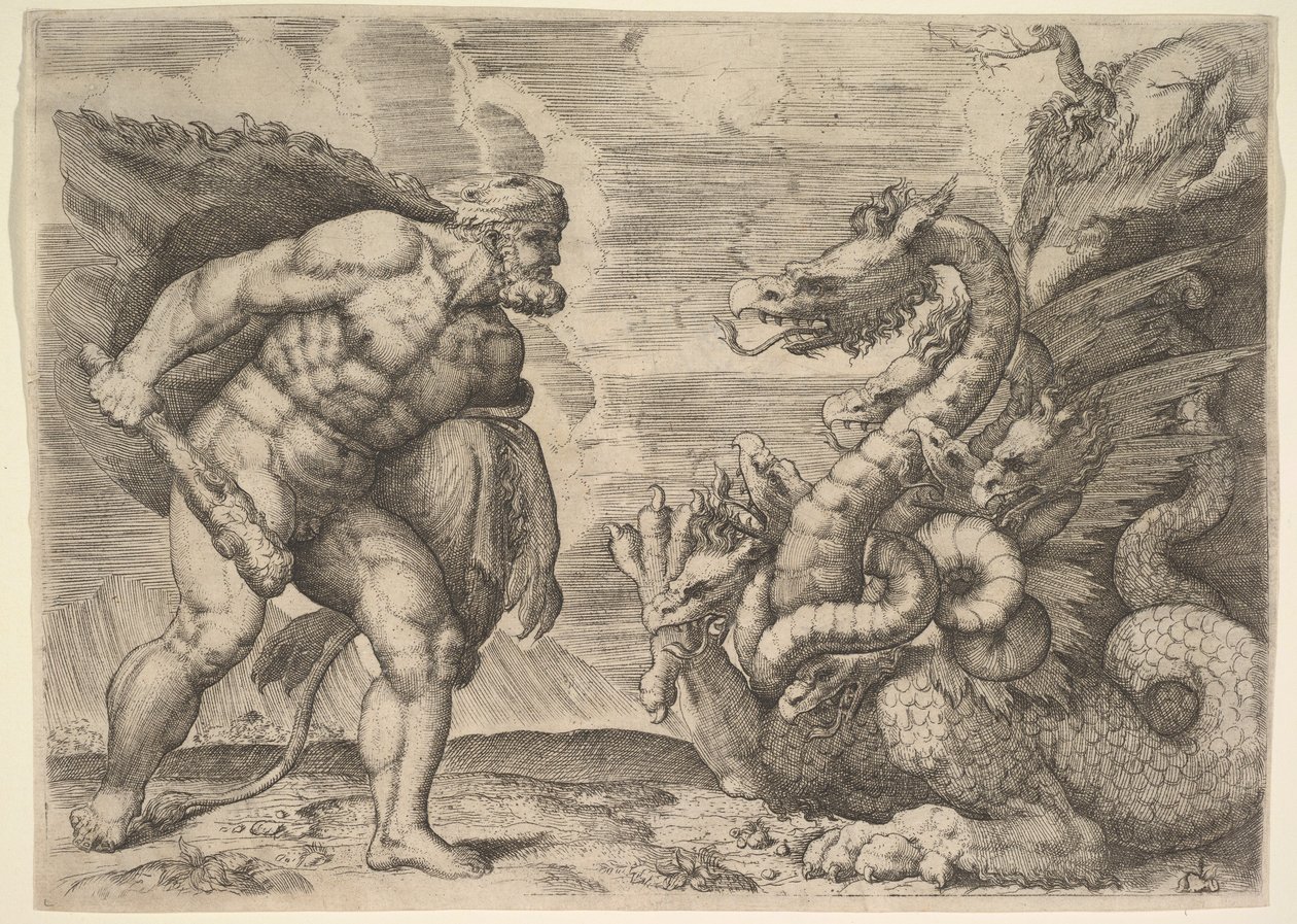 Hercules og Hydraen til Lerna. av Marco Angolo del Moro