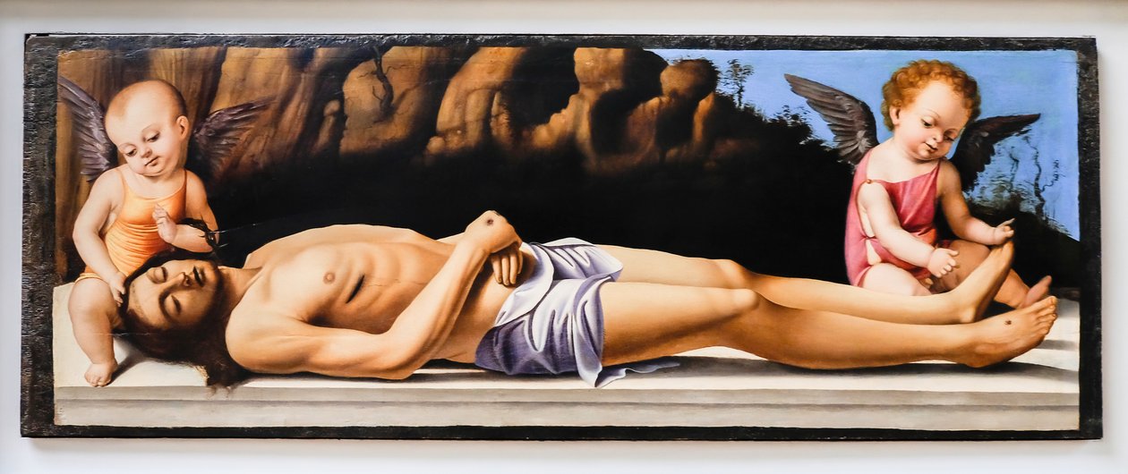 Død Kristus og to engler av Marco Basaiti