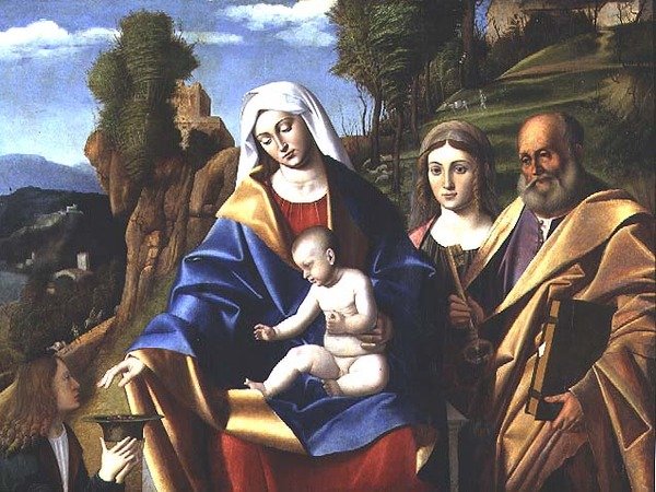 M.5 Jomfru og barn med hellige, ca. 1510 av Marco Basaiti