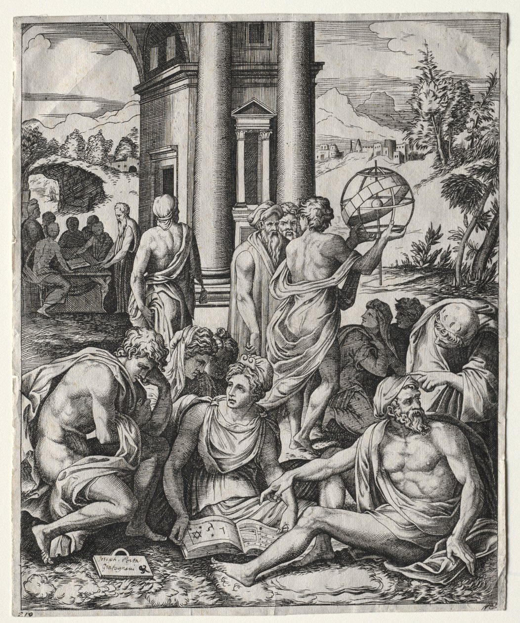 En forsamling av lærde, ca. 15151527. av Marco Dente