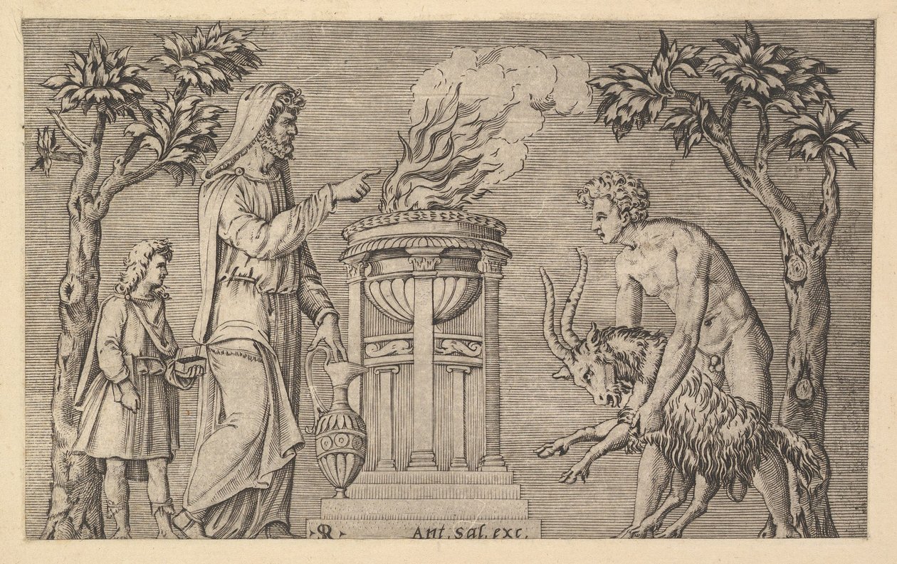 The Mirror of Roman Magnificence: The Sacrifice of a Ram, 1500-tallet. av Marco Dente