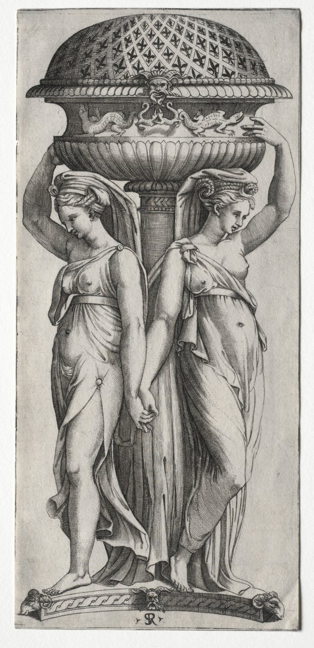 The Cassollette: Kvinner som støtter en urne, ca. 1520-27. av Marco Dente