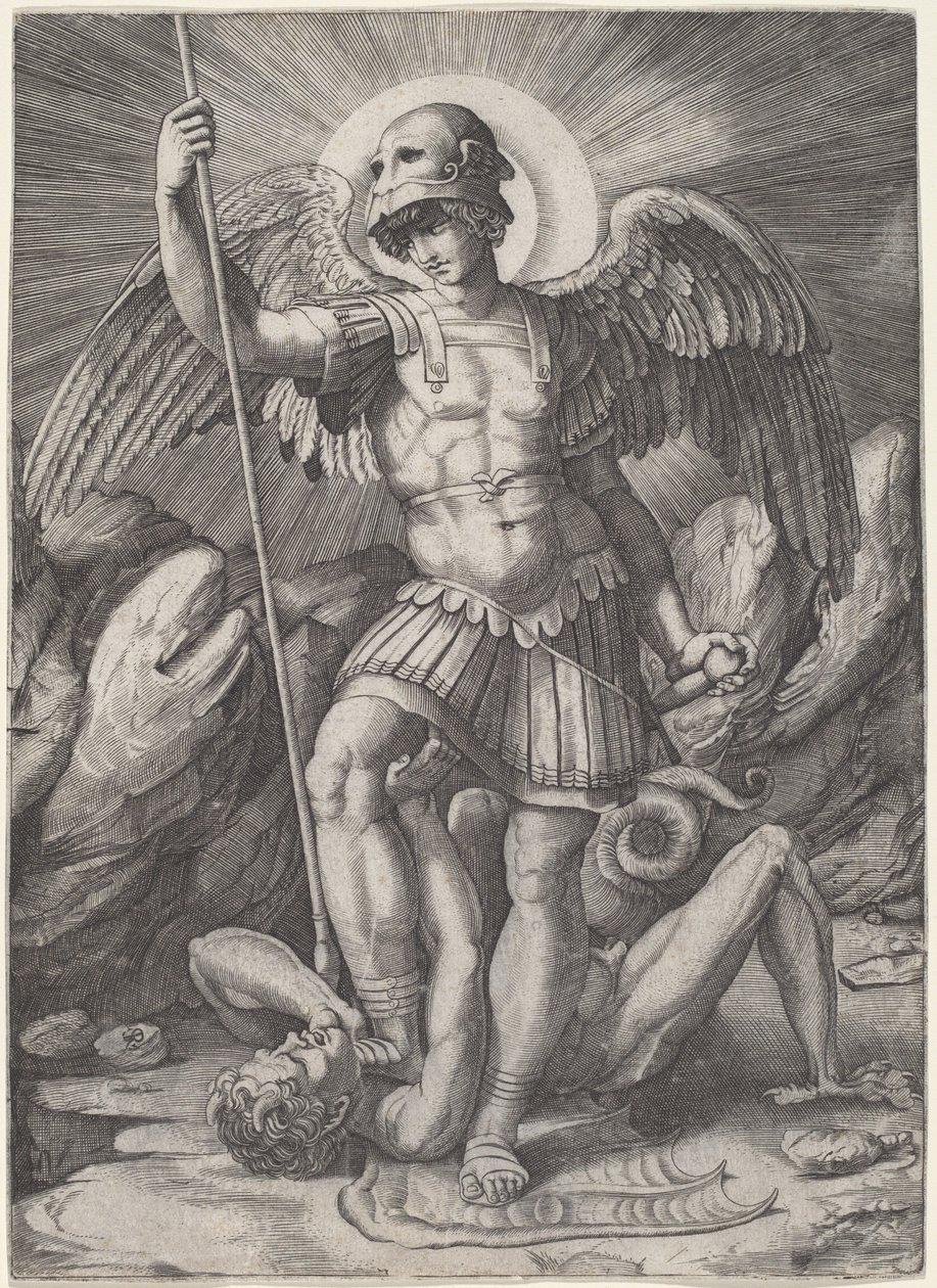 Saint Michael av Marco Dente after Raphael