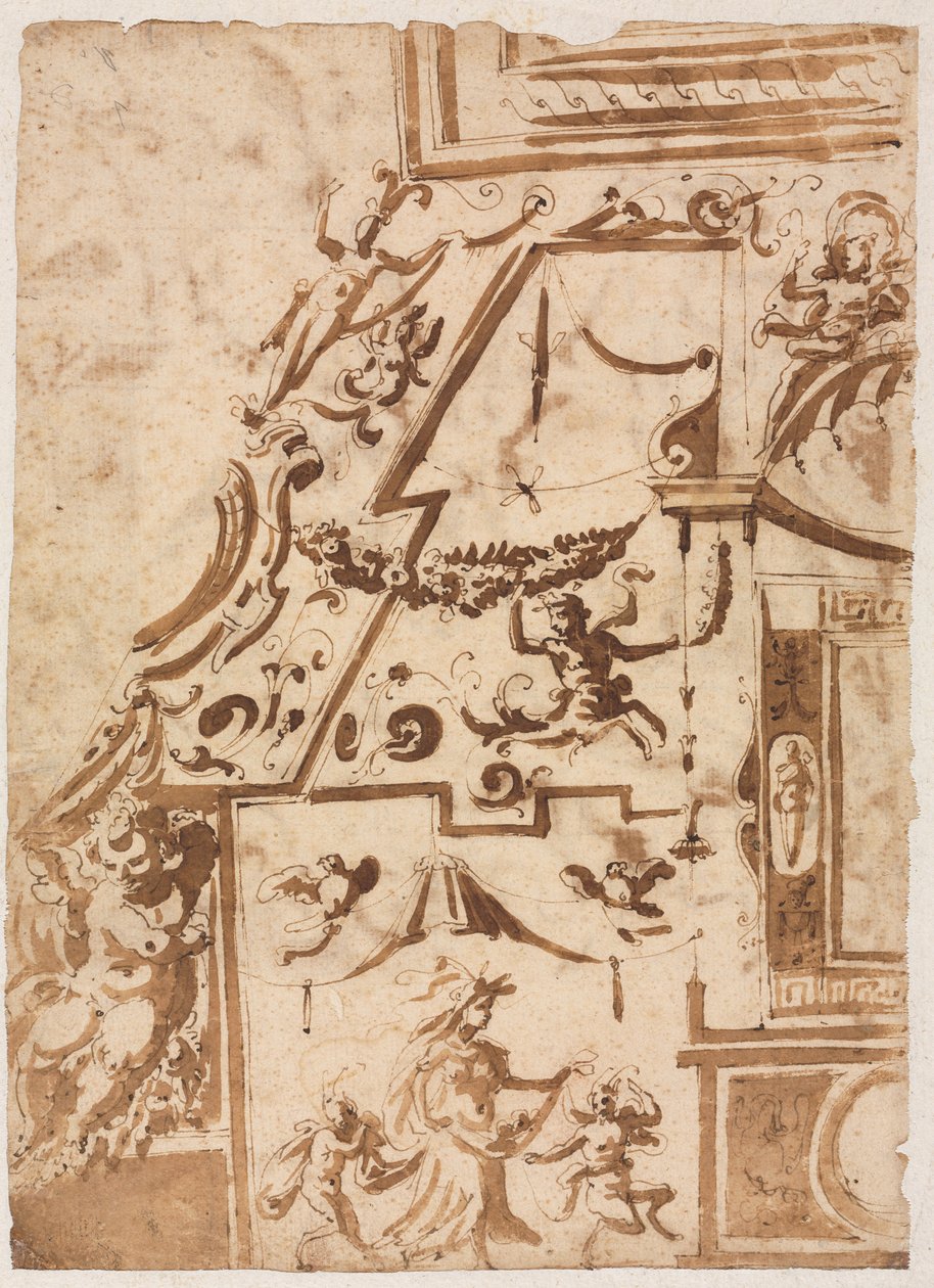 Grotesk med en hoppende kentaur verso, ca. 15651588. av Marco Marchetti