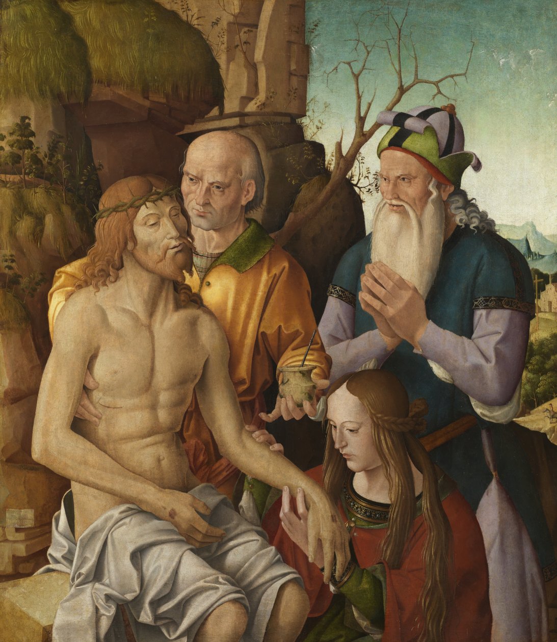 Klagesang over den døde Kristus, ca. 1500 (tempera på panel) av Marco Palmezzano
