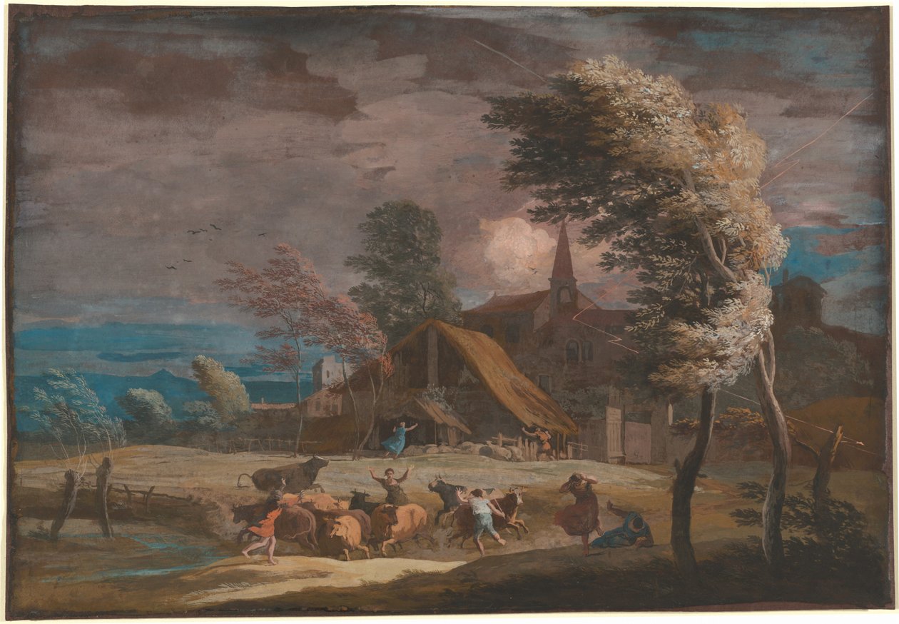 Et stormfullt landskap av Marco Ricci