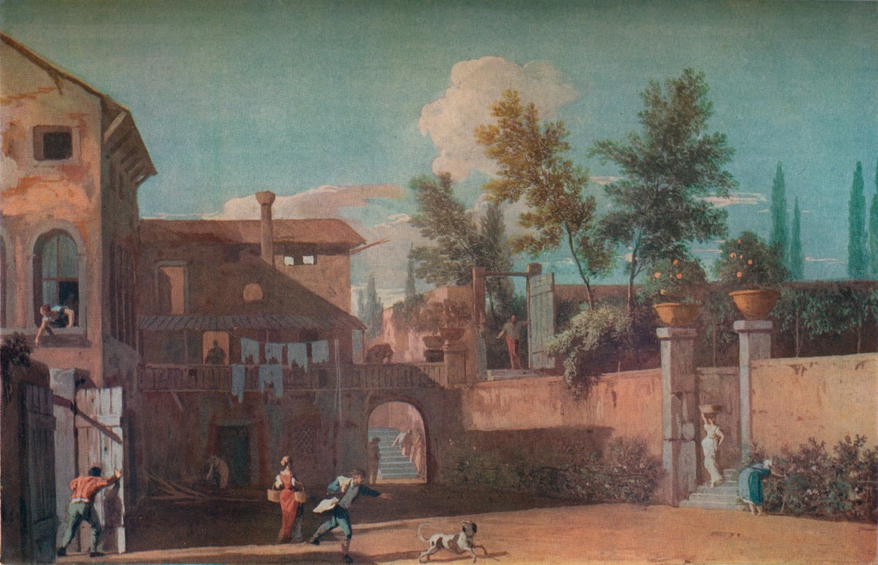 Gårdsplassen til en italiensk villa, c1700 1935 av Marco Ricci