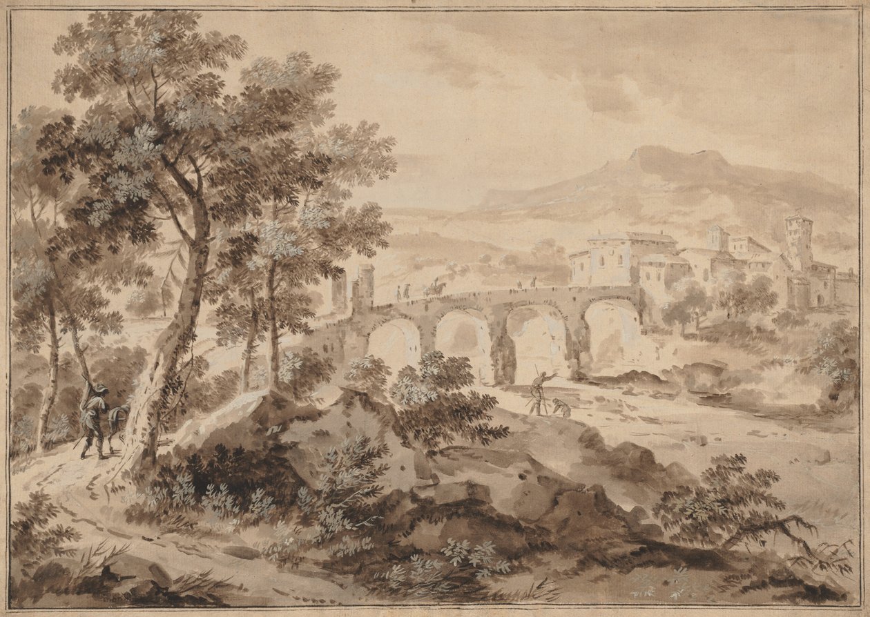 Landskap med bro, 1700-1729. av Marco Ricci