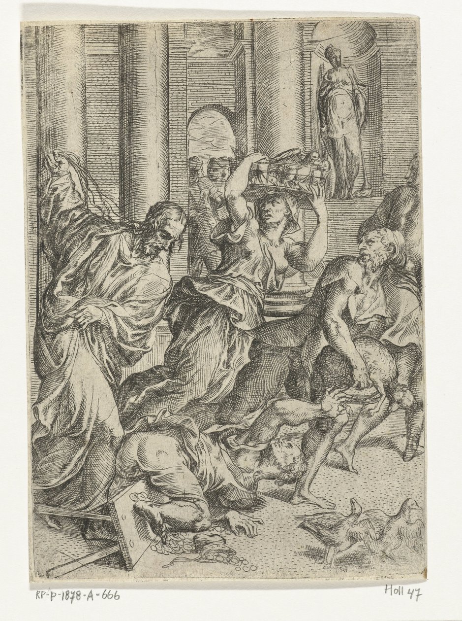 Kristus utviser pengevekslere fra templet av Marco dell