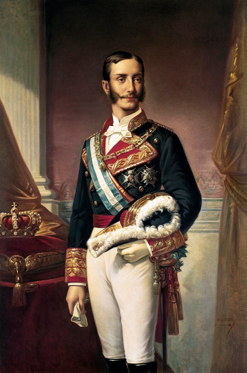 Portrett av Alfonso XII, konge av Spania (olje på lerret) av Marcos Giraldez de Acosta