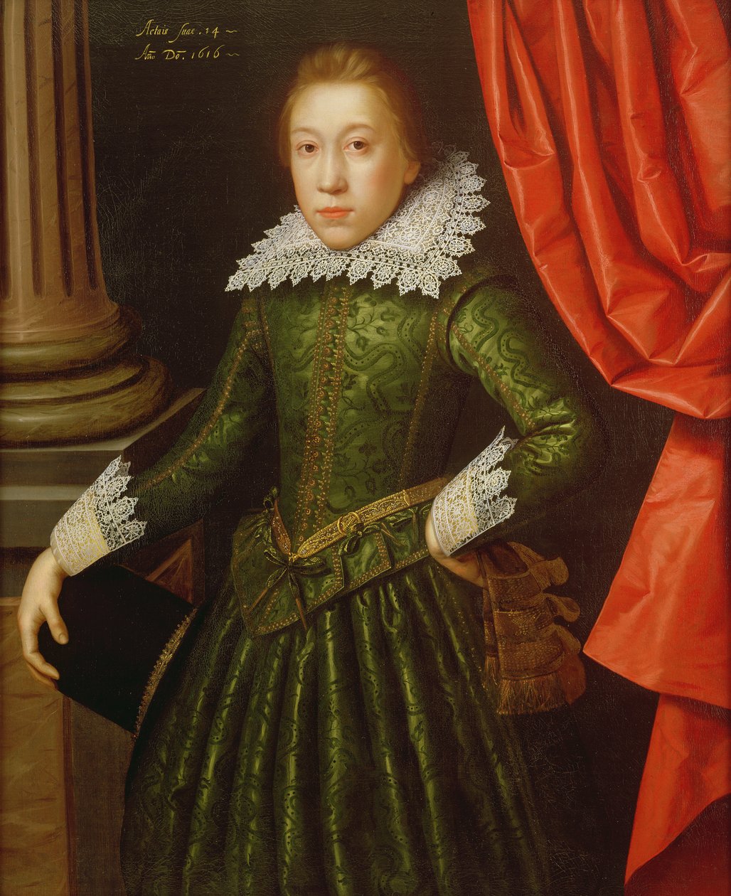 Portrett av en gutt fra familien de Ligne, 1616 (en av et par) (se også 142777) av Marcus Gheeraerts