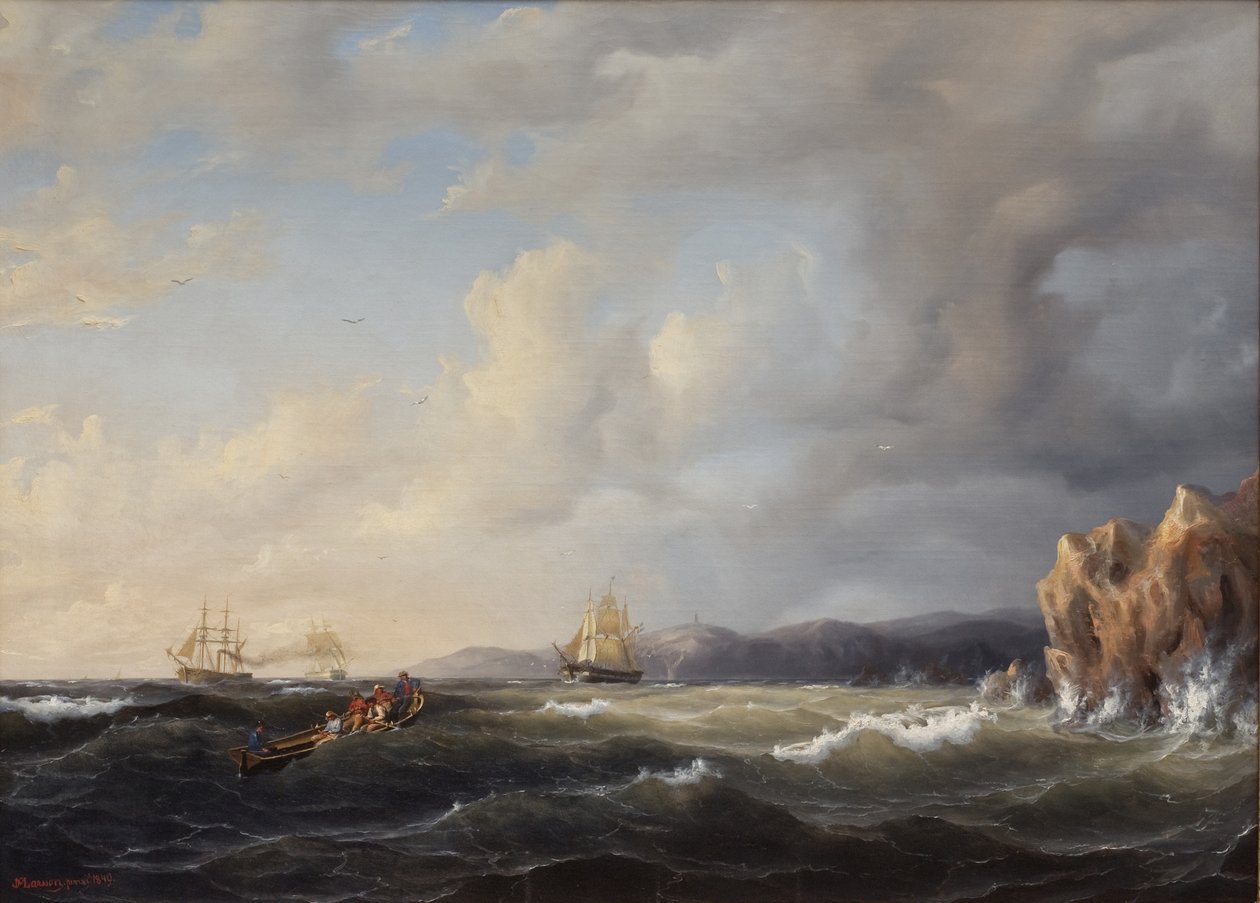 Barkslaging til Windward ved Kullaberg, 1849 av Marcus Larson
