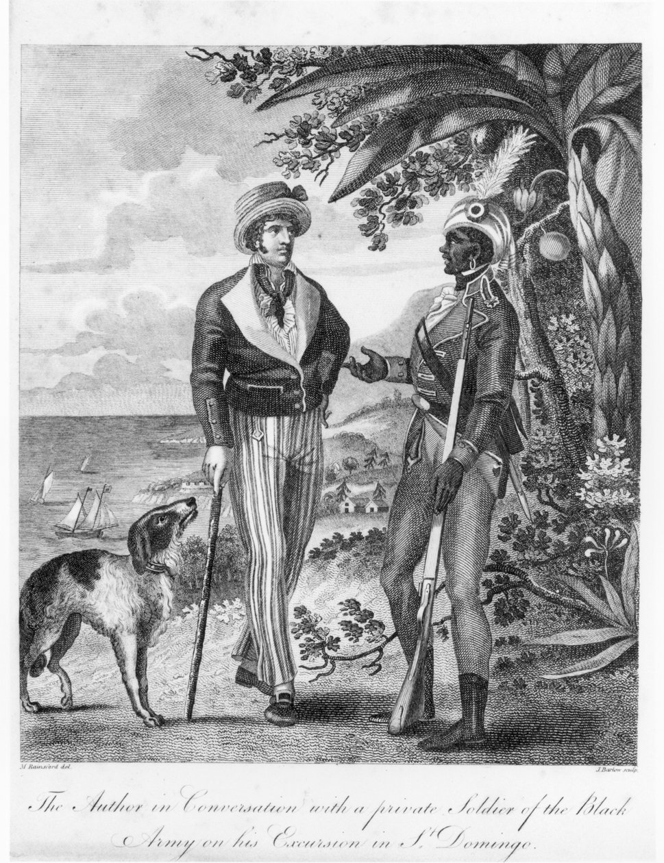 Kaptein Marcus Rainsford (ca. 1750-c.1805) med en privat soldat fra Black Army, frontispice til 