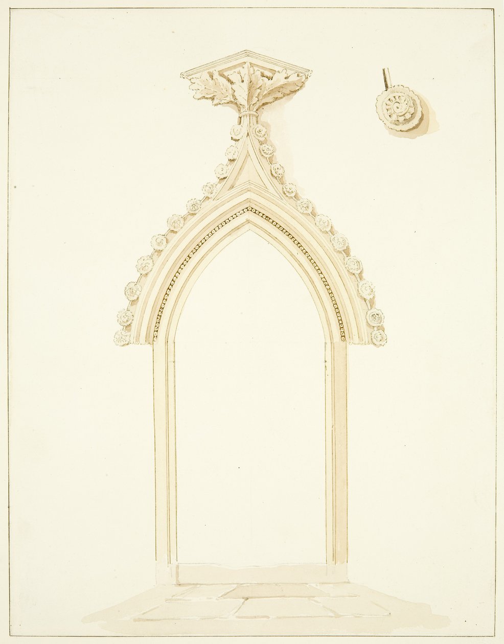 Døråpning til Vestry Room of Bristol Cathedral (blyant og akvarell på papir) av Marcus H. Homes