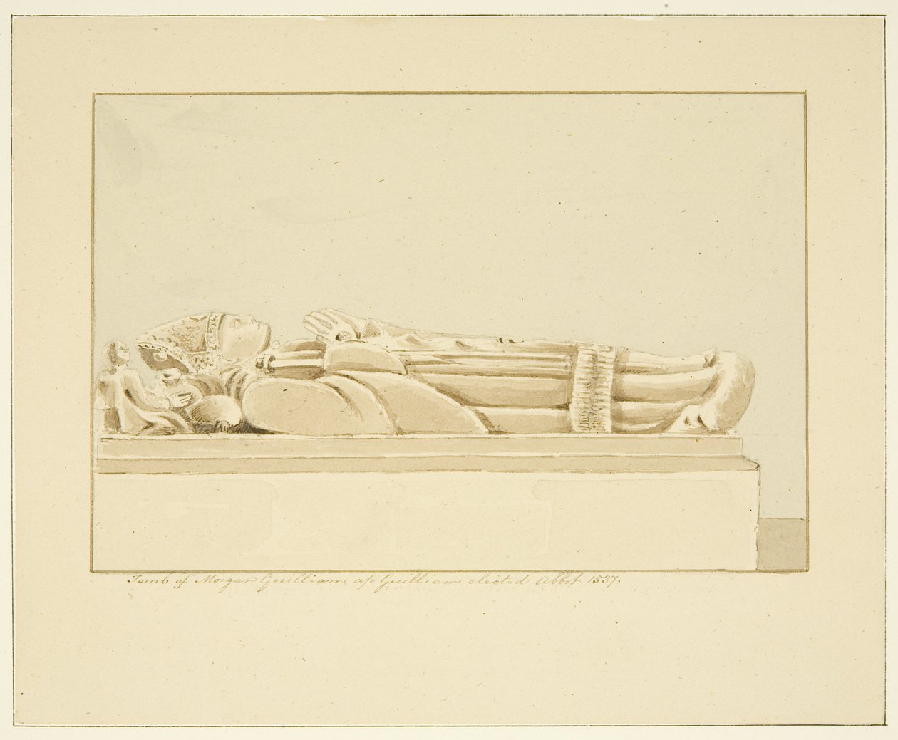 Bilde av abbed Guilliam i Bristol Cathedral (blyant og akvarell på papir) av Marcus H. Homes